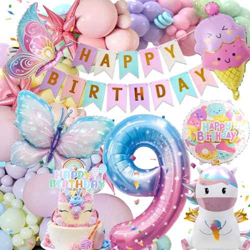 9 Jahre Geburtstagsdeko Mädchen, Deko Luftballons Kindergeburtstag, Einhorn Kindergeburtstag Deko, 9 Jahre Happy Birthday Deko, Einhorn Schmetterling Folienballon Geburtstag Deko für 9 Jahre Mädchen 9 Jahre Geburtstagsdeko Mädchen, Deko Luftballons Kindergeburtstag, Einhorn Kindergeburtstag Deko, 9 Jahre Happy Birthday Deko, Einhorn Schmetterling Folienballon Geburtstag Deko für 9 Jahre Mädchen von Kiyiusan