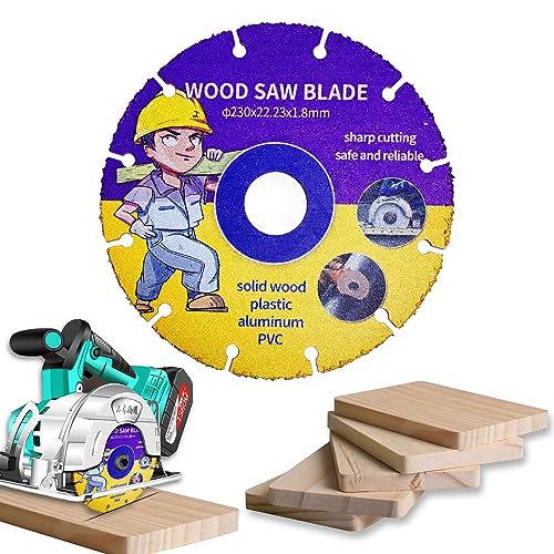 Kizaten Trennscheibe für Holz,230 mm Carbide Multi Wheel Trennscheiben,Kreissägeblatt Flexscheibe Trennscheibe für Winkelschleifer für Holzplatten,Lackfreie Platten,Gummi,Kunststoff,Stahlnägel von Kizaten