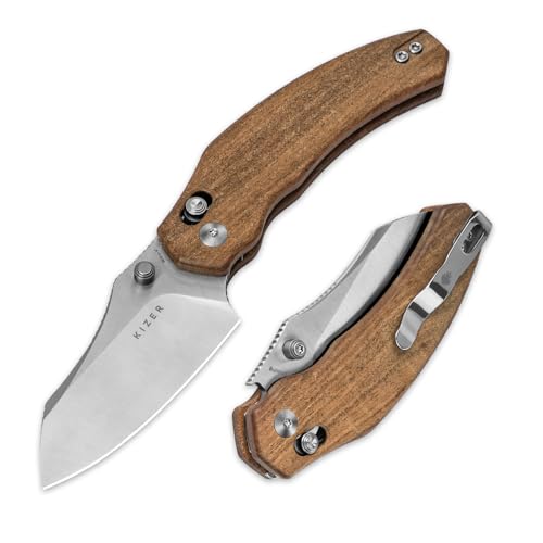 Kizer Bulldog Taschenmesser, 7,62cm Nitro V Klinge Klappmesser Mkuruti Holzgriff Camping-Jagdmesser mit Umkehrclip, Kupplungssperre Kleine EDC-Messer für Männer und Frauen V3672A2 Kizer Bulldog Taschenmesser, 7,62cm Nitro V Klinge Klappmesser Mkuruti Holzgriff Camping-Jagdmesser mit Umkehrclip, Kupplungssperre Kleine EDC-Messer für Männer und Frauen V3672A2 von Kizer