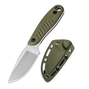 Kizer Hare Feste Klinge Messer mit Scheide, 3,14 Zoll Nitro V Klinge EDC Jagdmesser mit Olivgrün G10 Griff, Kleine Bushcraft Hals Messer, Outdoor Camping Messer für Männer Frauen, 1077M2 von Kizer