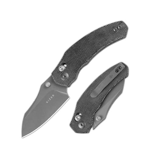 Kizer Mini Bulldog Taschenmesser, 6,38 cm Nitro V Sheepsfoot Klinge Klappmesser, Micarta Griff Clutch Lock Kleines EDC Messer für Männer Frauen Geschenk, Angeln Wandern Camping Jagd Messer V3672SA2 Kizer Mini Bulldog Taschenmesser, 6,38 cm Nitro V Sheepsfoot Klinge Klappmesser, Micarta Griff Clutch Lock Kleines EDC Messer für Männer Frauen Geschenk, Angeln Wandern Camping Jagd Messer V3672SA2 von Kizer