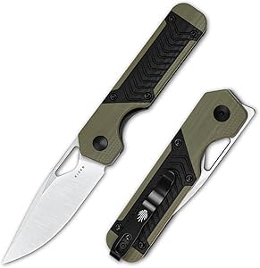 Kizer Mini Militaw Klappmesser, 2,82 Zoll Nitro V-Klinge Taschenmesser, schwarz-grüner G10-Griff, kleines EDC-Messer mit Taschenclip, Camping-Jagdmesser für Männer und Frauen, Geschenk V3634SA6 von Kizer