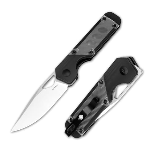 Kizer Mini Militaw Klappmesser für EDC, 2,82 Zoll Nitro V-Klinge Taschenmesser, G10- und Acrylgriff, kleines EDC-Messer mit Taschenclip, Camping-Jagdmesser für Männer und Frauen, Geschenk V3634SA3 von Kizer