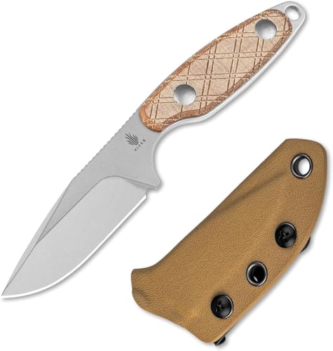 Kizer Muskrat Messer mit Feststehender Klinge, 3,15 Zoll 154CM Halsmesser Argyle-Muster Micarta Griff Feste Klinge EDC Messer für Männer Frauen, Outdoor Jagd Wandern Survival Camping 1064C1 von Kizer