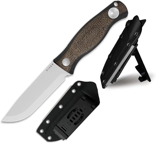 Kizer Polaris Feststehendes Messer, 10,75cm AEB-L Stahl Vollerl Campingmesser mit Micarta & Schwarzem G10 Griff, Survival Jagd Bushcraft Messer mit Verstellbarer Scheide & Schärfer, 1100A3 Kizer Polaris Feststehendes Messer, 10,75cm AEB-L Stahl Vollerl Campingmesser mit Micarta & Schwarzem G10 Griff, Survival Jagd Bushcraft Messer mit Verstellbarer Scheide & Schärfer, 1100A3 von Kizer