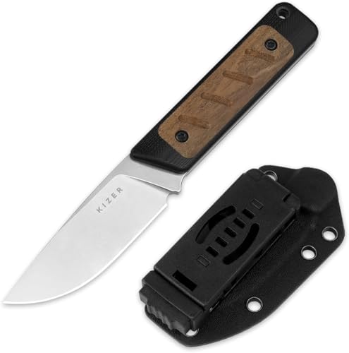 Kizer Smolt Feststehendes Klinge Messer, 2,93 Zoll AEB-L Feststehende Klinge mit Schwarzer G10 & Mkuruti Holzgriff, Drop Point EDC Messer mit Scheide für Camping Wandern 1063M1 Kizer Smolt Feststehendes Klinge Messer, 2,93 Zoll AEB-L Feststehende Klinge mit Schwarzer G10 & Mkuruti Holzgriff, Drop Point EDC Messer mit Scheide für Camping Wandern 1063M1 von Kizer