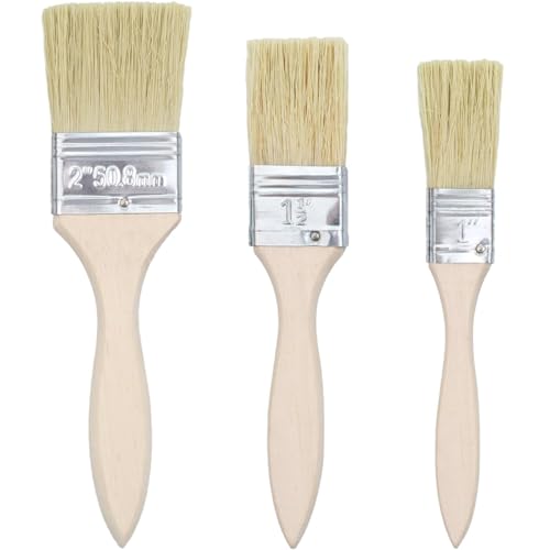 3pcs Holzgriffpinsel,Flachpinsel Set(1/1,5/2 inch),Pinsel lasur Holz,Lasurpinsel Holz,Paint Brush,Maler Pinsel,Lack Pinsel,Pinsel wandfarbe,Pinsel holzlasur,Pinsel für lackfarbe von Kjzeex