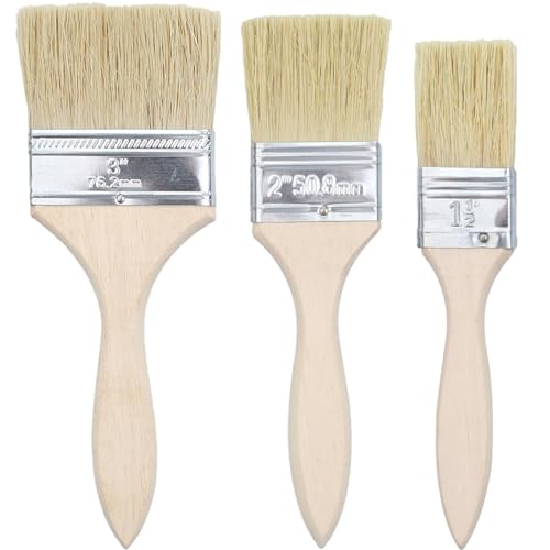 Flachpinsel 3 er Pack, Pinselset Holzgriffpinsel Glanzpinsel (1.5inch/2inch/3inch) Malerpinsel Holzlasur,pinselset malerbedarf,Maler Pinsel wandfarbe,Pinsel lasur Holz,malerpinsel für lackfarbe von Kjzeex