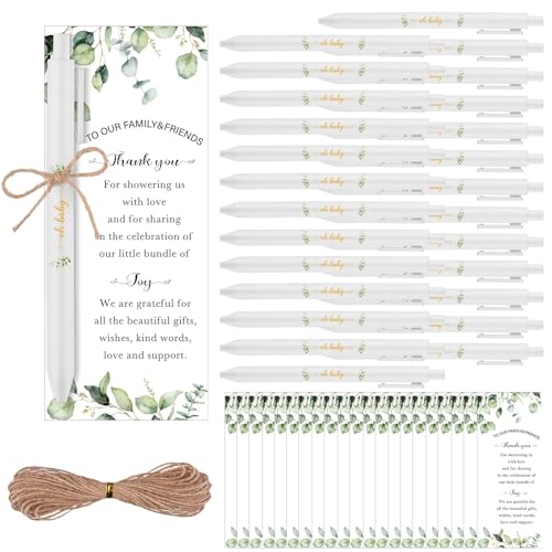 Kklolai 36 Sets Gastgeschenke für Babypartys, Gastgeschenke, Babypartys, einziehbare Kugelschreiber mit Dankes-Lesezeichen, Partygeschenk für Babyparty, Party, Souvenirs, Preise (klassisch) von Kklolai
