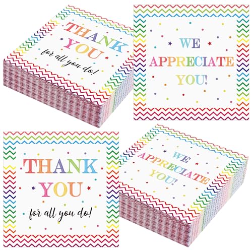 Kklolai Einweg-Servietten mit Aufschrift "We Appreciate You", doppelseitig, Dankeschön-Papier, Geschenke, Dekorationen für Freiwillige, Erntedankfest, Lehrer, Arzt, Abschlussfeier, 48 Stück von Kklolai