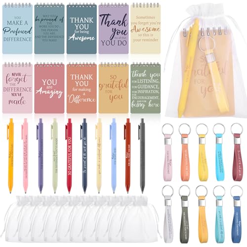 Kklolai Inspirierende Bambus-Kugelschreiber, Dankeschön, Silikon-Schlüsselanhänger, ermutigende Zitate, Taschen-Notizbücher, Organza-Beutel für Kollegen, Lehrer, Freiwillige, 40 Stück Kklolai Inspirierende Bambus-Kugelschreiber, Dankeschön, Silikon-Schlüsselanhänger, ermutigende Zitate, Taschen-Notizbücher, Organza-Beutel für Kollegen, Lehrer, Freiwillige, 40 Stück von Kklolai
