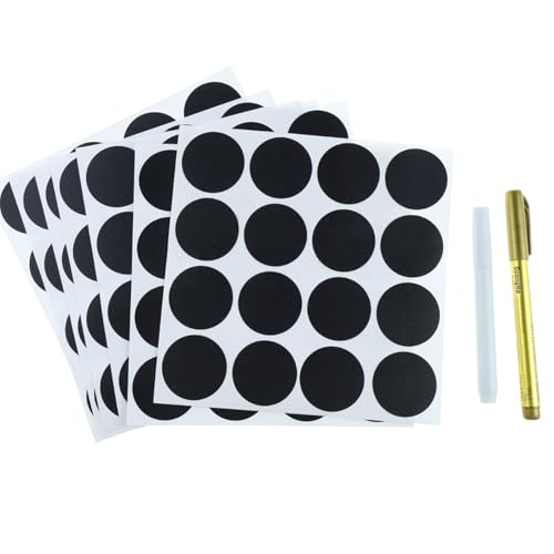 112 Stück Etiketten Selbstklebend, Schwarz Runde Tafel Aufkleber, Sticker zum Beschriften mit 2 Stiften, 4cm Löschbar Vorratsetiketten, Wasserfest Küchenetiketten für Gewürzgläser, Marmeladen 112 Stück Etiketten Selbstklebend, Schwarz Runde Tafel Aufkleber, Sticker zum Beschriften mit 2 Stiften, 4cm Löschbar Vorratsetiketten, Wasserfest Küchenetiketten für Gewürzgläser, Marmeladen von KkvoGmle
