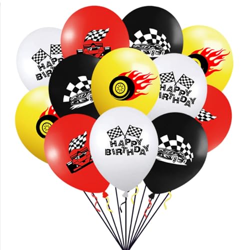 20 Stück Hot Car Party Ballons, Rennauto Geburtstag Dekorationen Ballon 30,5 cm Rennwagen Geburtstag Latex Ballons für Mädchen Kinder Racing Party Dekoration von KkvoGmle
