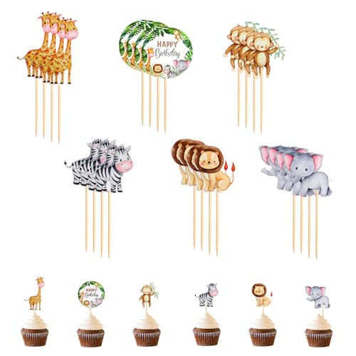 24 Stück Waldtiere Tortendeko, Dschungeltiere Muffin Deko, Dschungel Safari Geburtstag Cupcake Topper, Cartoon Tiere Dekorationen Zubehör für Geburtstag, Papier Cupcakes, Dschungel Themenpartys 24 Stück Waldtiere Tortendeko, Dschungeltiere Muffin Deko, Dschungel Safari Geburtstag Cupcake Topper, Cartoon Tiere Dekorationen Zubehör für Geburtstag, Papier Cupcakes, Dschungel Themenpartys von KkvoGmle