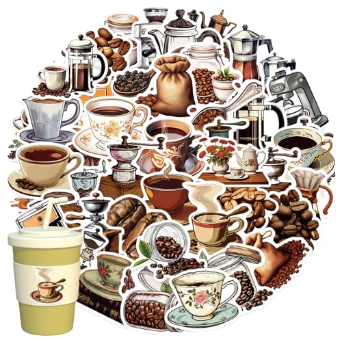 50 Stück Kaffee Aufkleber, Vintage Coffee Niedliche Graffiti Sticker, Kaffeebohnen Kaffeemaschine Wasserdicht Vinyl Aufkleber, Kaffee Theme für Scrapbook, Laptop, Wasserflaschen, Fahrrad, Kühlschrank 50 Stück Kaffee Aufkleber, Vintage Coffee Niedliche Graffiti Sticker, Kaffeebohnen Kaffeemaschine Wasserdicht Vinyl Aufkleber, Kaffee Theme für Scrapbook, Laptop, Wasserflaschen, Fahrrad, Kühlschrank von KkvoGmle