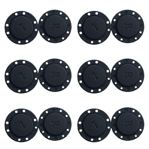 6 Paar Druckknöpfe Magnetisch, Magnetknöpfe zum Annähen, Schwarz Magnetische Knopf, 8 Löcher Durchmesser 26mm, zum Annähen, Basteln, DIY Nähen, Kleidung Mantel, Tasche, Jacken von KkvoGmle