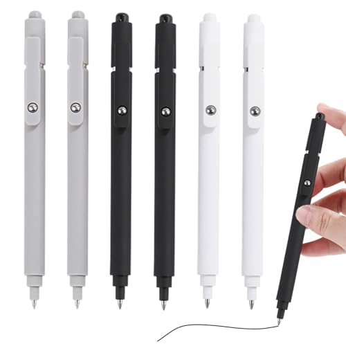 6 Stück Einziehbare Gelschreiber, 0,5 mm Feine Spitze Schwarz Tintenstifte, Gel Kugelschreiber Glattes Schreiben, Neutral Gelstifte für Schule und Bürobedarf, Ideale für Schreiben, Zuhause Geschenke von KkvoGmle