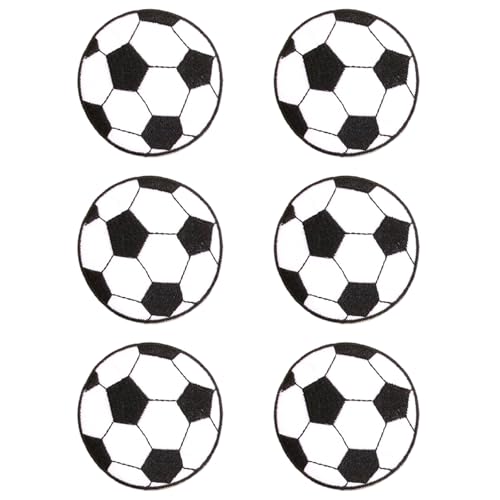 6 Stück Fußball Patch, Fussball Bügelbild zum Aufbügeln, Fussball Aufnäher Aufnähen, Bestickte Aufnäher Bügelflicken mit Fußballmotiv, für Textilien - Kleidung, Jeans, Taschen, Dekoration(6.9cm) von KkvoGmle
