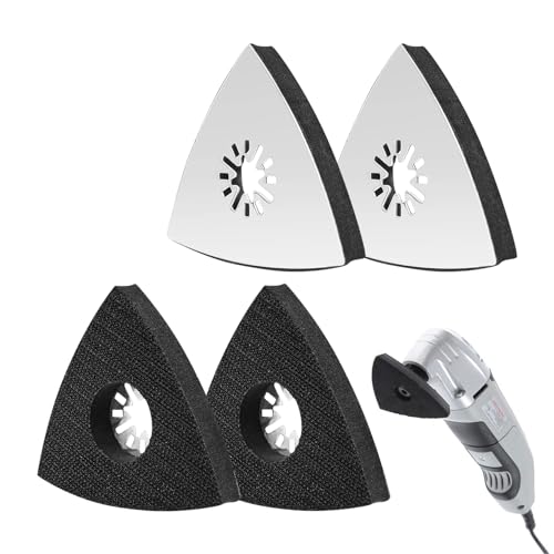 4 Stück schleifplatte, schleifplatte dreieck, fein schleifteller starlock, multitool schleifteller, fein dreieckschleifer schleifplatte, schleifplatte dreieckschleifer eihell (80mm) von Klaimbmo
