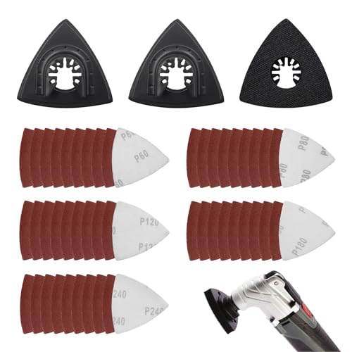 53 Stück schleifplatte, multitool zubehör, multifunktionswerkzeug zubehör, schleifpapier, multitool zubehör, multitool zubehör, adapter (80mm) von Klaimbmo