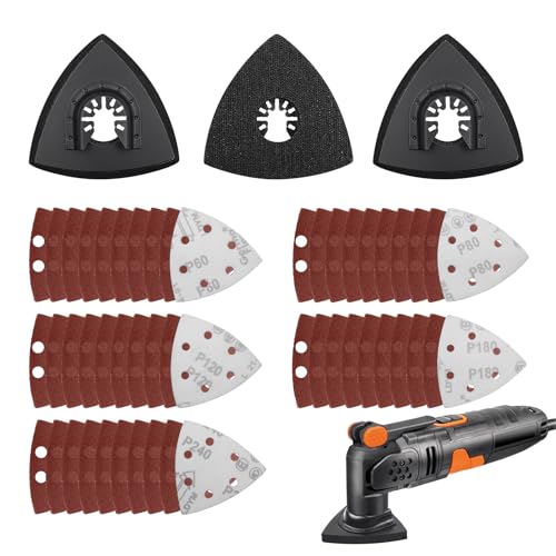 53 Stück schleifplatte, multitool zubehör, multifunktionswerkzeug zubehör, deltaschleifer schleifpapier, multitool zubehör, multitool zubehör, adapter (93mm) von Klaimbmo