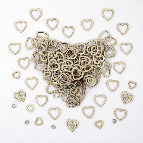 Klaimbmo 300 Stück Holzscheiben Herz Streudeko, Holzherzen, Holzherzen Deko, Holzherzen zum Basteln und Dekorieren für Hochzeitsdeko Tisch Weihnachten Geburtstag Valentinstag Geschenkanhänger (A) von Klaimbmo