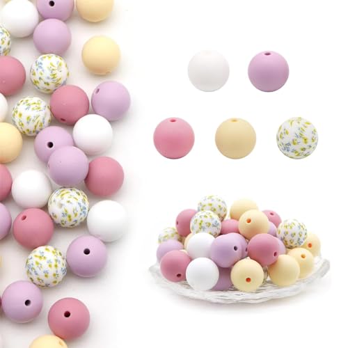 50 Stück Abstandshalter, bunte Armbänder, Perlen, Silikon, Schmuckherstellung, Zubehör für Halsketten-Abstandshalter von Klaisy