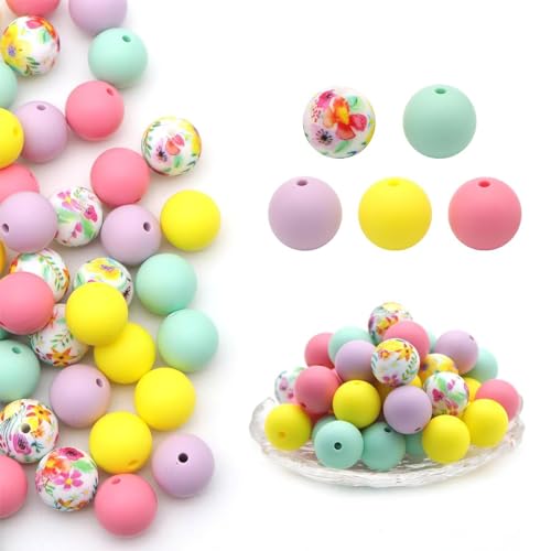 50 Stück Abstandshalter, bunte Armbänder, Perlen, Silikon, Schmuckherstellung, Zubehör für Halsketten-Abstandshalter 50 Stück Abstandshalter, bunte Armbänder, Perlen, Silikon, Schmuckherstellung, Zubehör für Halsketten-Abstandshalter von Klaisy