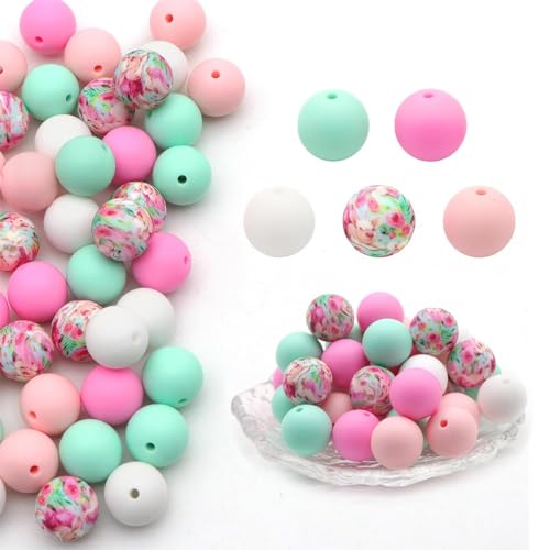 50 Stück Abstandshalter, bunte Armbänder, Perlen, Silikon, Schmuckherstellung, Zubehör für Halsketten-Abstandshalter von Klaisy