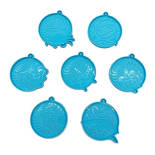 Silikonform-Set für Schlüsselanhänger, Anhänger, Kristall, Epoxidharz, runde Anhänger, Schmuckherstellung, Zubehör, Meerestiere, Schlüsselanhänger-Formen von Klaisy