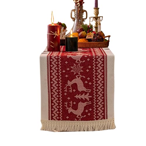 Stilvolle Tischdecke mit Fransen für 6- und 8-Sitzer-Tische, atmungsaktives Leinen-Baumwollgewebe, farbecht, pflegeleicht, waschbar, Baumwoll-Leinen-Tischdecke von Klaisy