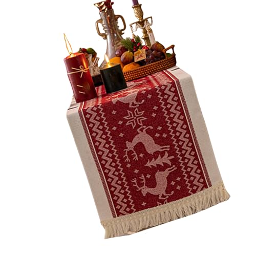 Stilvolle Tischdecke mit Fransen für 6- und 8-Sitzer-Tische, atmungsaktives Leinen-Baumwollgewebe, farbecht, pflegeleicht, waschbar, Baumwoll-Leinen-Tischdecke von Klaisy