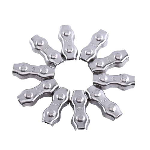 Klanata 10 Stück Drahtseil-Kabelclip M3-Klemmen M3-Duplex-Clips Edelstahl-Drahtseil-Seilgriffe Klemmen Messschieber für Marineanwendungen Klanata 10 Stück Drahtseil-Kabelclip M3-Klemmen M3-Duplex-Clips Edelstahl-Drahtseil-Seilgriffe Klemmen Messschieber für Marineanwendungen von Klanata