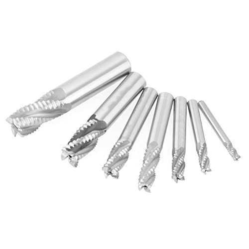 Klanata 7pcs Roughing End Mill Set Mühlenschneider Chipbreaker -Werkzeug HSS 4 Flöten CNC Rauter -Router Bit M6m8M10M12M14M18m20 von Klanata