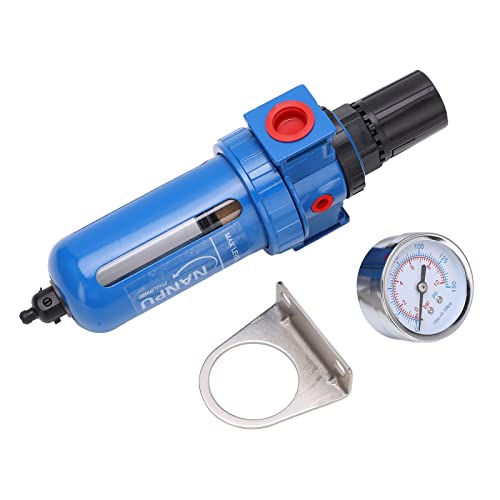 Klanata Compressed Air Filter Regulator mit Druckmessgeräte und Klammer - Zinklegierung Edelstahl -Kfz -Lufttrockner für den Einsatz von Automobilen (1/4 "npt) von Klanata