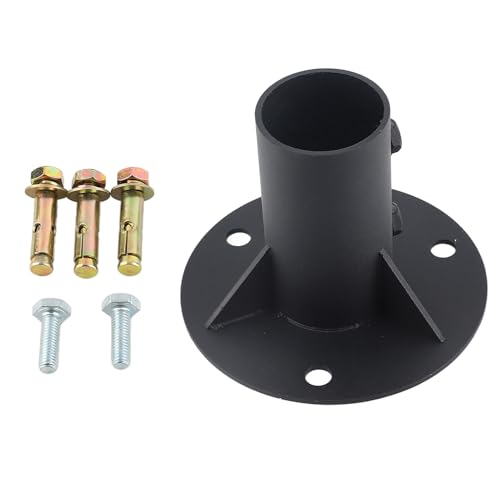 Klanata -Kettenverbindung Zaun Stangenbodenflanschstahl Zaun Pfostenbeton -Basis Flansch Feststoff Universal zum Halten von Zaun, Mailbox, Flagge runde Pfosten (52 mm) von Klanata