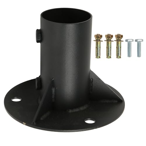 Klanata -Kettenverbindung Zaun Stangenbodenflanschstahl Zaun Pfostenbeton -Basis Flansch Feststoff Universal zum Halten von Zaun, Mailbox, Flagge runde Pfosten (65 mm) von Klanata