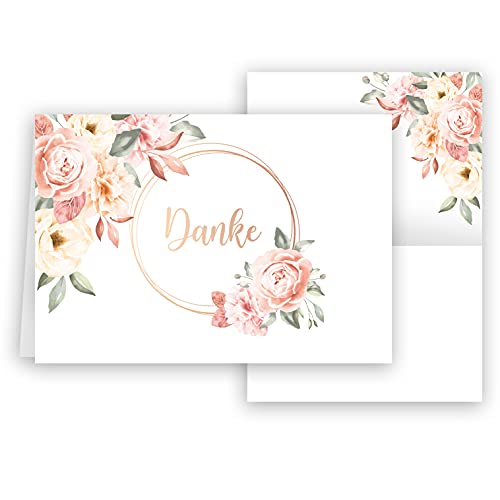 Klasse 10 Dankeskarten mit Umschlag Rosen Dankeskarte Klappkarten Dankeschön Hochzeit Feier Jahrestag Trauerkarten Danksagungskarten Business stilvoll von Klasse