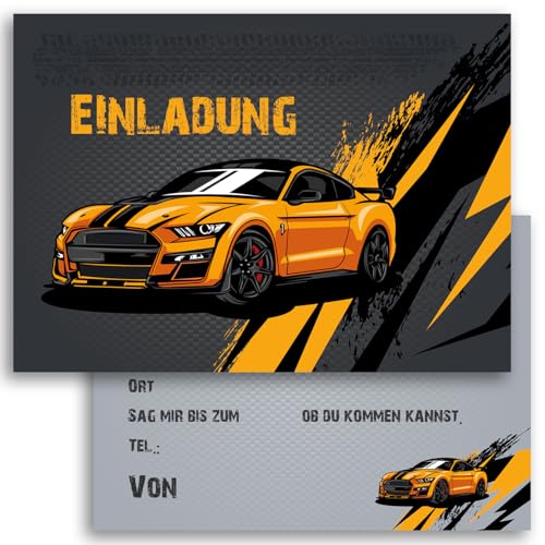 Klasse 10 Kinder Einladungskarten Einladung Kindergeburtstag Auto Rennauto Rennwagen Jungen Kinder-Geburtstag Geburtstag Party Einschulung 5 6 7 8 9 10 11 12 13 14 von Klasse