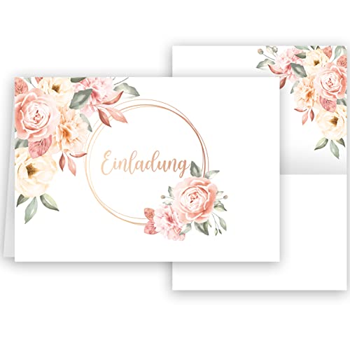 Klasse 10x Einladungskarten Rosen Aquarell mit Umschlägen Klappkarten Einladung Party Geburtstag Umschläge elegant Hochzeit Jubileum 20 30 40 50 60 70 80, weiß Rosa Klasse 10x Einladungskarten Rosen Aquarell mit Umschlägen Klappkarten Einladung Party Geburtstag Umschläge elegant Hochzeit Jubileum 20 30 40 50 60 70 80, weiß Rosa von Klasse