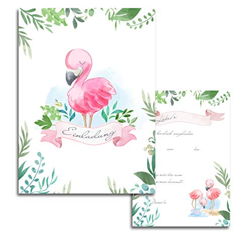 10x Kinder Einladungskarten Einladung Kindergeburtstag Flamingo Mädchen 10x15 cm Party Geburtstag von Klasse