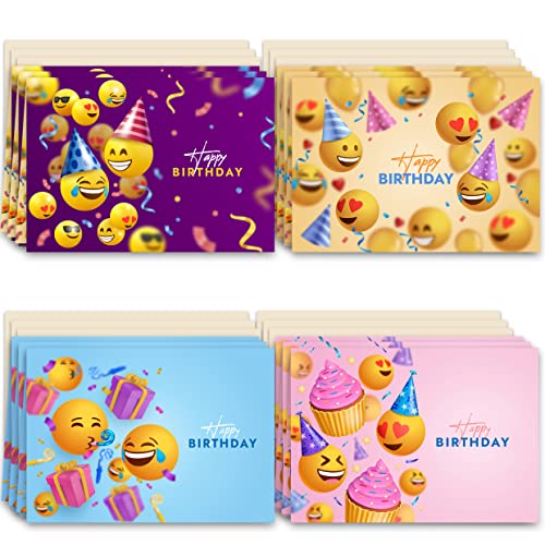 12 Geburtstagskarten Set mit Umschlag Glückwunschkarten Geburtstagskarte Klappkarten mit Umschlägen Smiley Emoji Smileys Birthday für Erwachsene Mann Frau Kinder Mädchen Jungen modern von Klasse