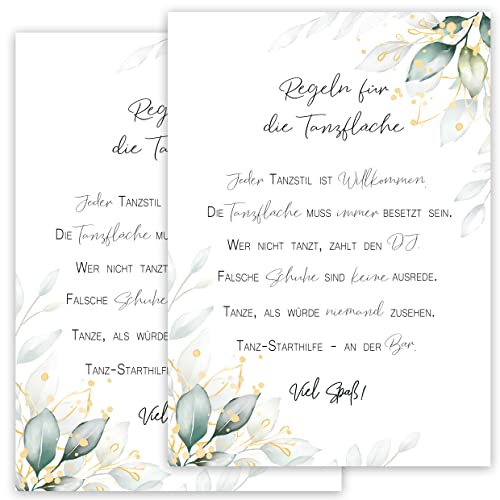 2x Tanzflächen Regeln für die Tanzfläche A4 stablie Poster 400 g/m² Dance Floor Rules Schild Feier Geburtstag Hochzeit Party Spaß Deko Hochzeitsdeko Grün Weiß Gold Blätter Vintage 30 40 50 60 70 80 90 2x Tanzflächen Regeln für die Tanzfläche A4 stablie Poster 400 g/m² Dance Floor Rules Schild Feier Geburtstag Hochzeit Party Spaß Deko Hochzeitsdeko Grün Weiß Gold Blätter Vintage 30 40 50 60 70 80 90 von Klasse
