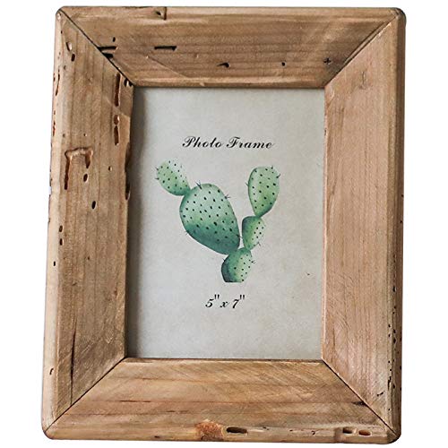 Holz-Bilderrahmen, freistehend, Massivholz-Bilderrahmen, für Schreibtischdekoration, rustikaler schicker Shabby Fotorahmen - Ein Bild: 5,5 x 8,4 cm (2 x 3 Zoll) (Farbe: Einfarbig, Größe: Bild: 5,5 x 8 von Klauer