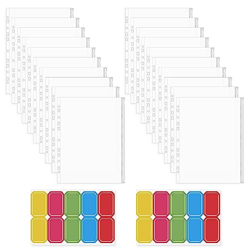 Kleagary 20 Stück A4-Ordner, PVC, wasserdicht, Reißverschluss, 11 Löcher, lose Blätter, Tasche mit 20 Aufklebern für Budgetplaner Kleagary 20 Stück A4-Ordner, PVC, wasserdicht, Reißverschluss, 11 Löcher, lose Blätter, Tasche mit 20 Aufklebern für Budgetplaner von Kleagary