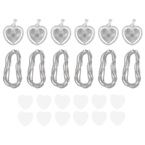 Kleagary 24-teiliges Sublimations-Strass-Anhänger-Set, 6 leere Lünettenablagen, 6 Ketten mit 12 Scheiben, Herz-Stil Kleagary 24-teiliges Sublimations-Strass-Anhänger-Set, 6 leere Lünettenablagen, 6 Ketten mit 12 Scheiben, Herz-Stil von Kleagary
