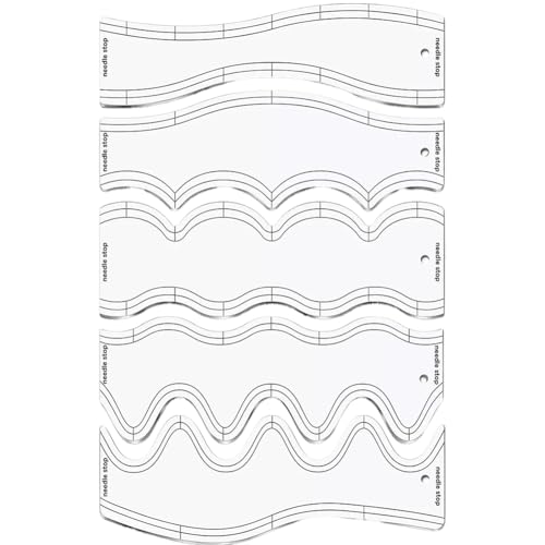 Kleagary 5 Stück Acryl-Wellen-Lineal, Quilt-Schablonen, DIY-Zeichen-Vorlage, Maß, Schneider-Lineal, weiches Patchwork-Lineal Kleagary 5 Stück Acryl-Wellen-Lineal, Quilt-Schablonen, DIY-Zeichen-Vorlage, Maß, Schneider-Lineal, weiches Patchwork-Lineal von Kleagary