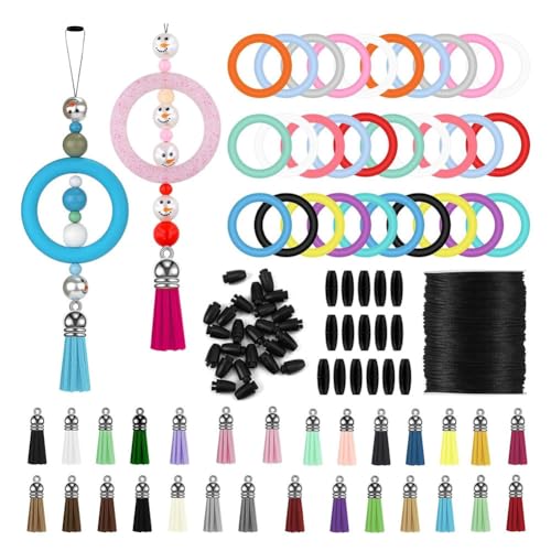Kleagary 91-teiliges Silikon-Perlenring-Set, Silikon-O-Ringe für Perlenrahmen, Silikon-Anhänger für Schlüsselanhänger, Halskette, Armband Kleagary 91-teiliges Silikon-Perlenring-Set, Silikon-O-Ringe für Perlenrahmen, Silikon-Anhänger für Schlüsselanhänger, Halskette, Armband von Kleagary
