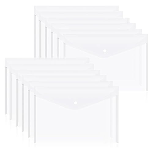 Kleagary Dokumentenumschläge aus Kunststoff mit Schnappverschluss für Dokumente im A4-Format, Polyethylen-Ordner für Schule und Zubehör, 12 Stück Kleagary Dokumentenumschläge aus Kunststoff mit Schnappverschluss für Dokumente im A4-Format, Polyethylen-Ordner für Schule und Zubehör, 12 Stück von Kleagary