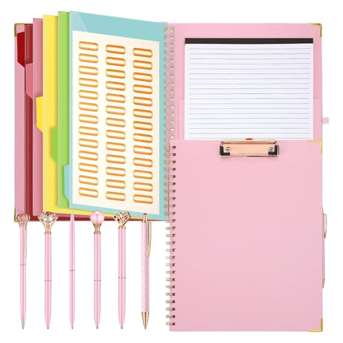 Kleagary Nachfüllbares Notizblock-Kugelschreiber-Set, 5 Trennblätter mit 10 Aufbewahrungstaschen, Klemmbrett, Ordner, Kristall-Diamant-Stift für Schule B Kleagary Nachfüllbares Notizblock-Kugelschreiber-Set, 5 Trennblätter mit 10 Aufbewahrungstaschen, Klemmbrett, Ordner, Kristall-Diamant-Stift für Schule B von Kleagary